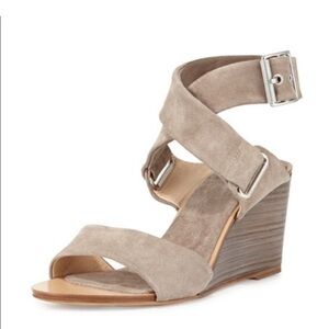 Rag & Bone Damien Suede Leather Wedge Sandal - Warm Gray Size 37.5 Designer